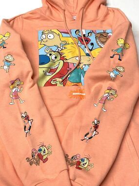 Nickelodeon Hoodie Size XL Hey Arnold Rugrats Ren Stimpy Sweatshirt 90s